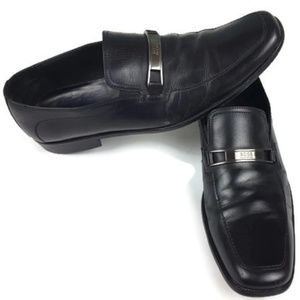 Hugo Boss Black Leather Loafer Dress Shoe Size 9
